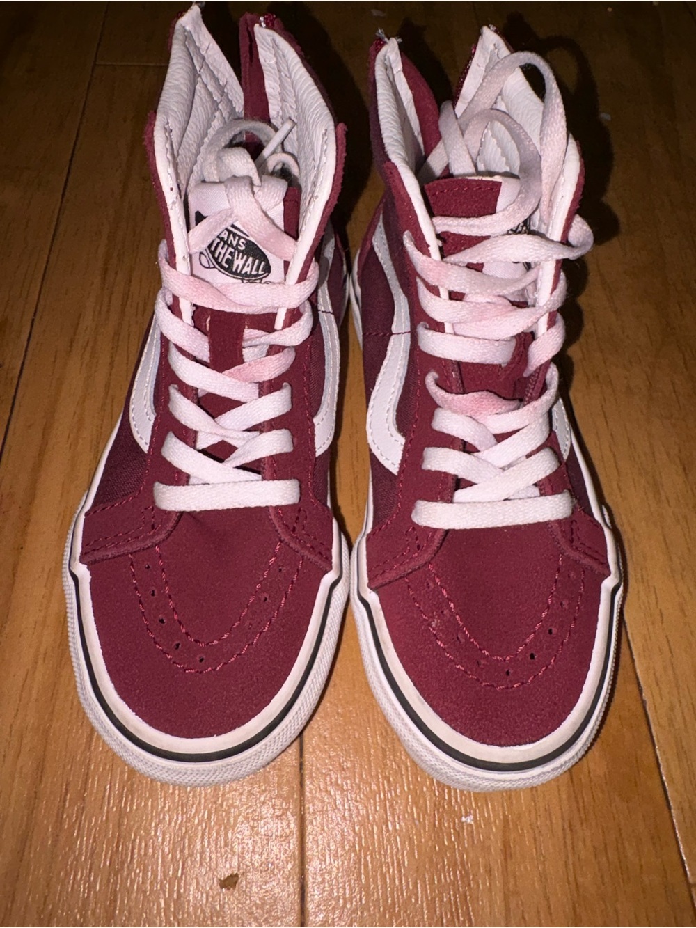 Vans Kids High Top Sneakers in Burgundy and White